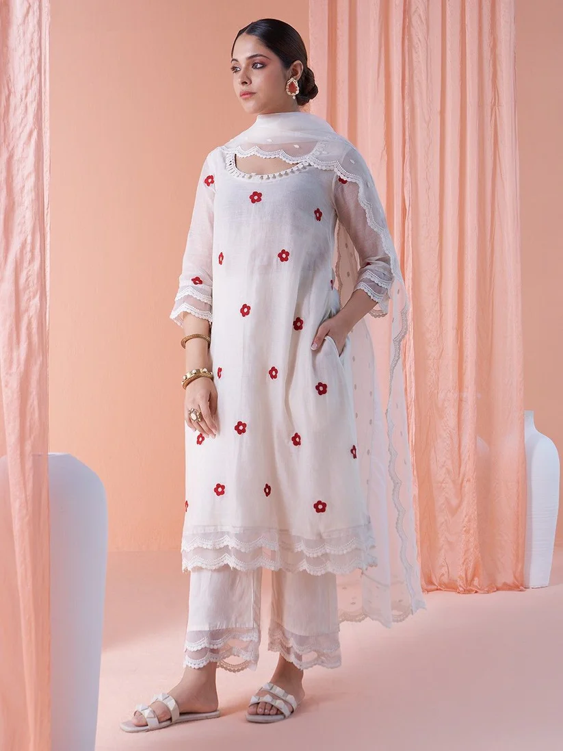 Embroidered Dress 3pc - Image 2